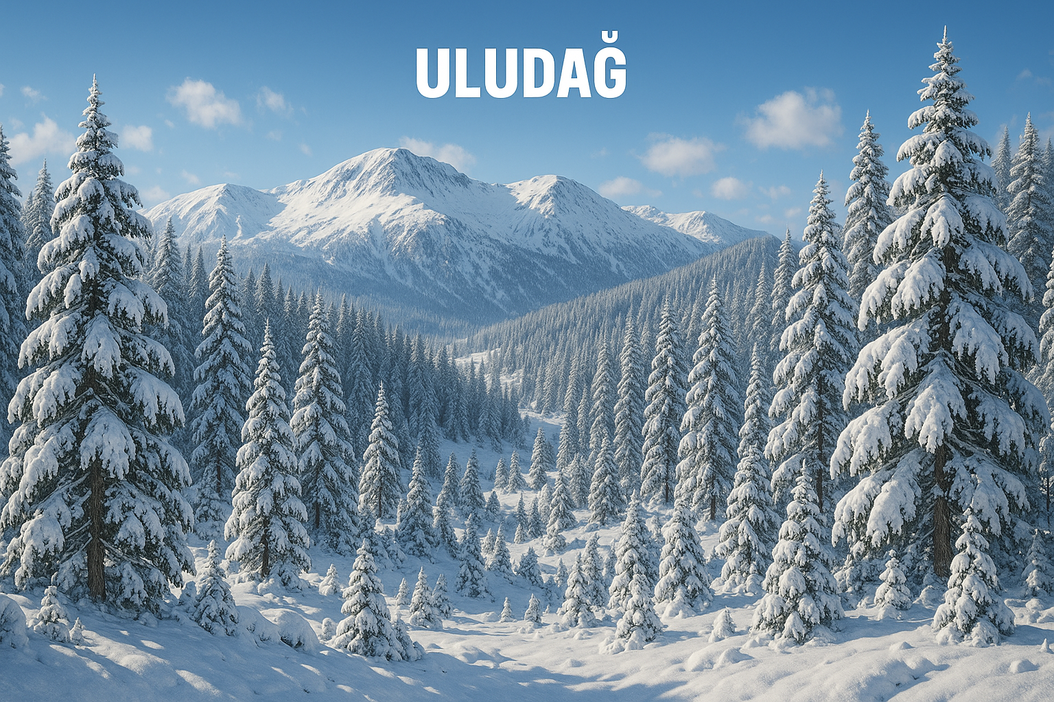 Uludağ kış manzarası ve kar kaplı ormanlar